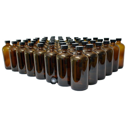 16 oz. Amber Boston Round with Black Poly Cone Cap (28/400) (V5) (V5)