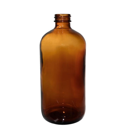 16 oz. Amber Boston Round with Black Poly Cone Caps and Black Trigger Sprayers (28/400) (V5) (V5) (V13)