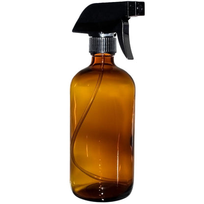 16 oz. Amber Boston Round with Black Poly Cone Caps and Black Trigger Sprayers (28/400) (V5) (V5) (V13)