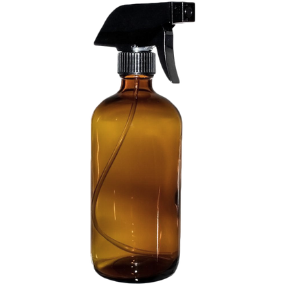 16 oz. Amber Boston Round with Black Trigger Sprayer (28/400) (V5) (V13)