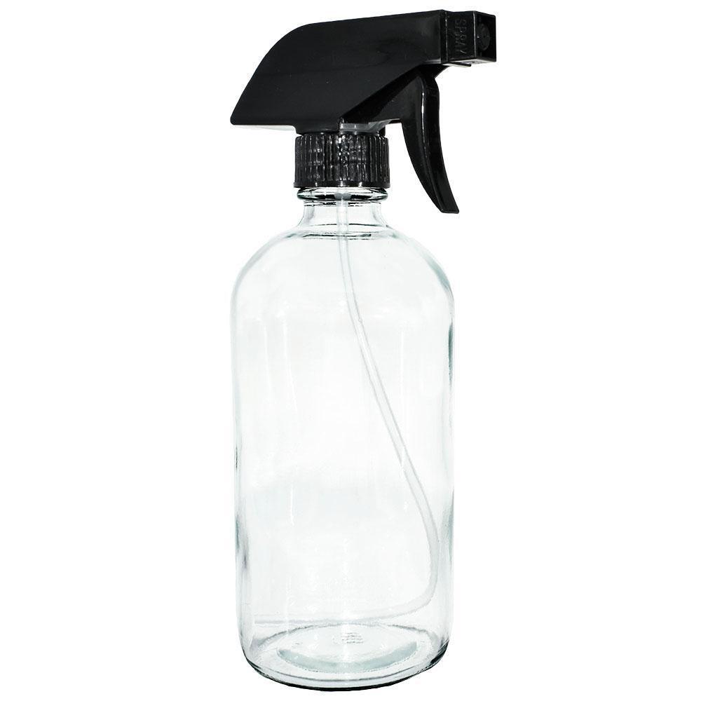 16 oz. Clear Boston Round with Black Trigger Sprayer (28/400) (V4) (V13)