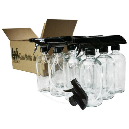 16 oz. Clear Boston Round with Black Trigger Sprayer (28/400) (V4) (V13)