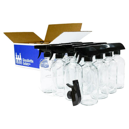 16 oz. Clear Boston Round with Black Trigger Sprayer (28/400) (V4) (V13)