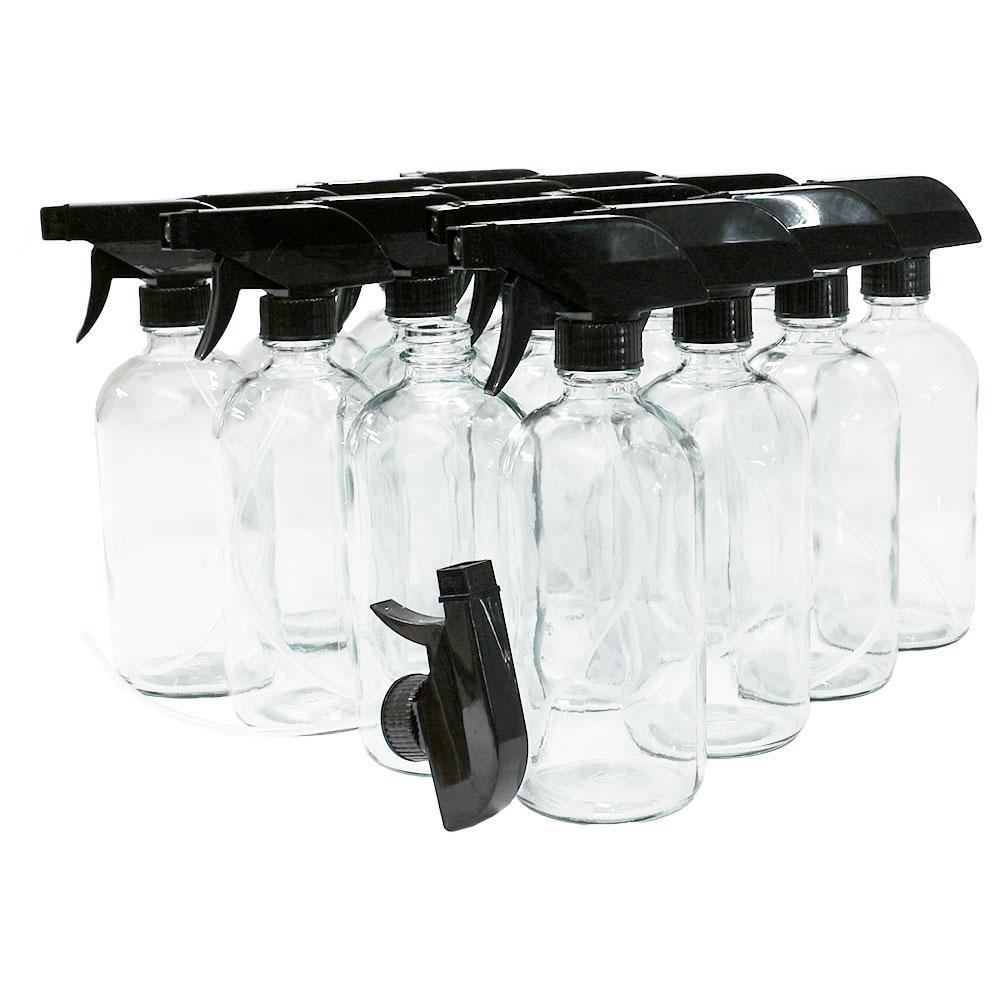 16 oz. Clear Boston Round with Black Trigger Sprayer (28/400) (V4) (V13)
