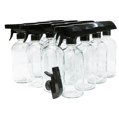 16 oz. Clear Boston Round with Black Trigger Sprayer (28/400) (V4) (V13)