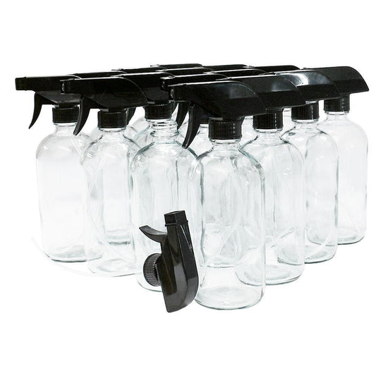 16 oz. Clear Boston Round with Black Trigger Sprayer (28/400) (V4) (V13)