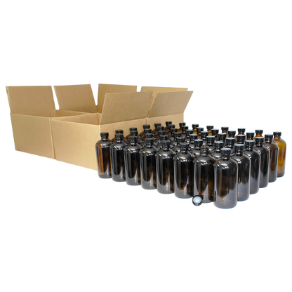 16 oz. Amber Boston Round with Black Poly Cone Cap (28/400) (V23) (V5)