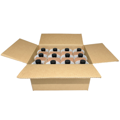 16 oz. Amber Boston Round with Black Poly Cone Cap (28/400) (V23) (V5)