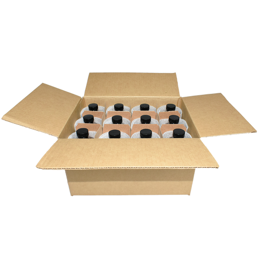 16 oz. Amber Boston Round with Black Poly Cone Cap (28/400) (V23) (V5)