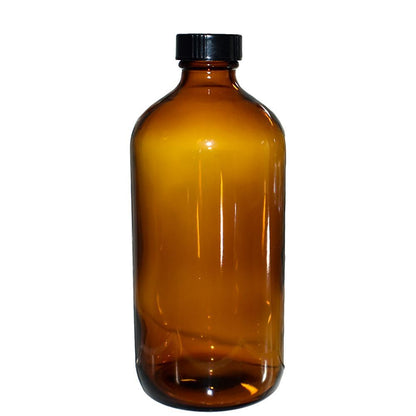16 oz. Amber Boston Round with Black Poly Cone Cap (28/400) (V5) (V5)