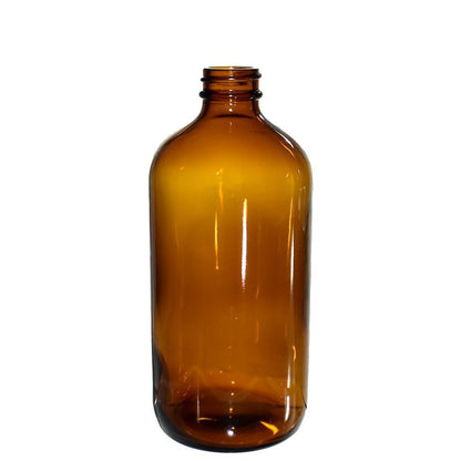 16 oz. Amber Boston Round with Black Poly Cone Cap (28/400) (V5) (V5)