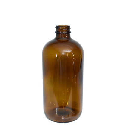 16 oz. Amber Boston Round with Black Poly Cone Caps and Black Trigger Sprayers (28/400) (V23) (V5) (V13)