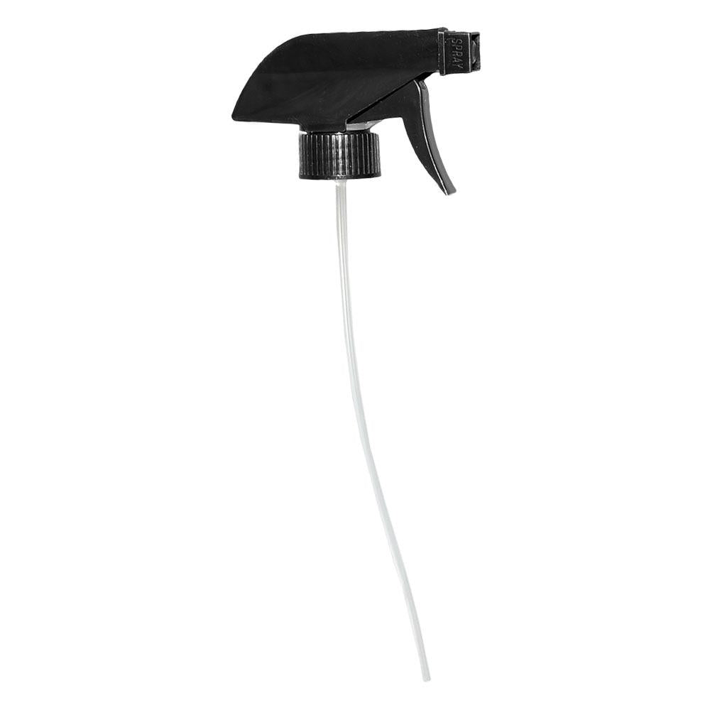 16 oz. Amber Boston Round with Black Poly Cone Caps and Black Trigger Sprayers (28/400) (V23) (V5) (V13)