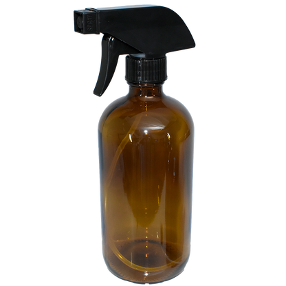 16 oz. Amber Boston Round with Black Trigger Sprayer (28/400) (V23) (V13)