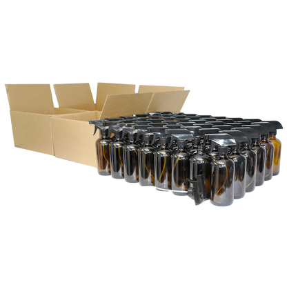 16 oz. Amber Boston Round with Black Trigger Sprayer (28/400) (V23) (V13)