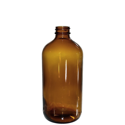 16 oz. Amber Boston Round with Black Trigger Sprayer (28/400) (V5) (V13)