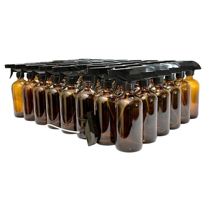 16 oz. Amber Boston Round with Black Trigger Sprayer (28/400) (V5) (V13)