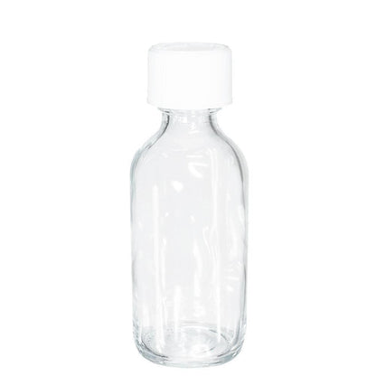 2 oz. Clear Boston Round with Reducer and White Child-Resistant Cap (20/400) (V23) (V6)