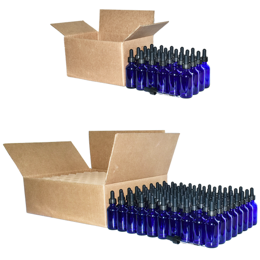 2 oz. Cobalt Blue Boston Round with Black Graduated Glass Dropper (20/400) (V23) (V20)