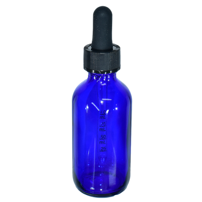 2 oz. Cobalt Blue Boston Round with Black Graduated Glass Dropper (20/400) (V23) (V20)