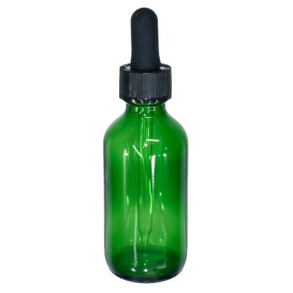 2 oz. Green Boston Round with Black Glass Dropper (20/400) (V23) (V20)