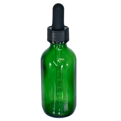 2 oz. Green Boston Round with Black Graduated Glass Dropper (20/400) (V23) (V20)