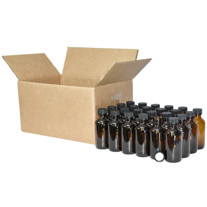 2 oz. Amber Boston Round with Black Cap (20/400) (V23) (V6)