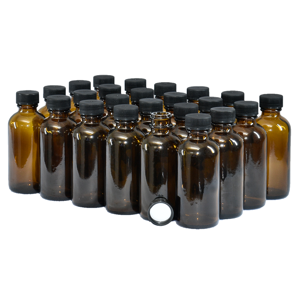 2 oz. Amber Boston Round with Black Cap (20/400) (V5) (V6)
