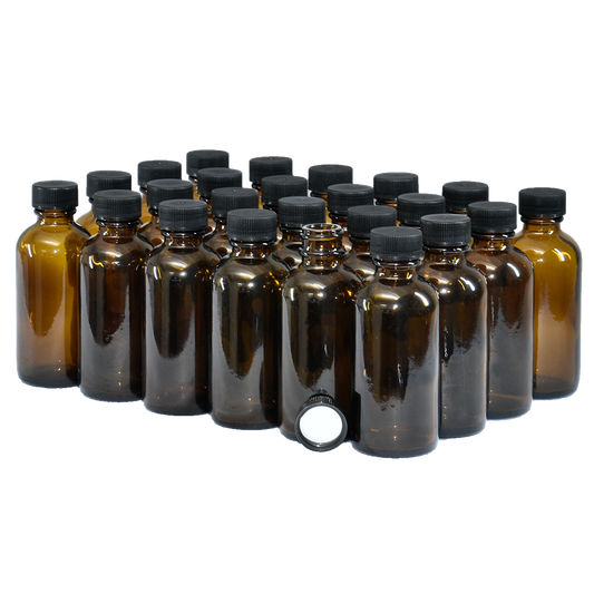 2 oz. Amber Boston Round with Black Cap (20/400) (V5) (V6)