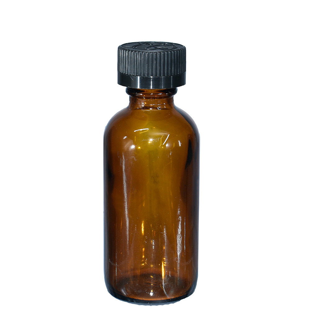 2 oz. Amber Boston Round with Black Child-Resistant Cap (20/400) (V5) (V6)
