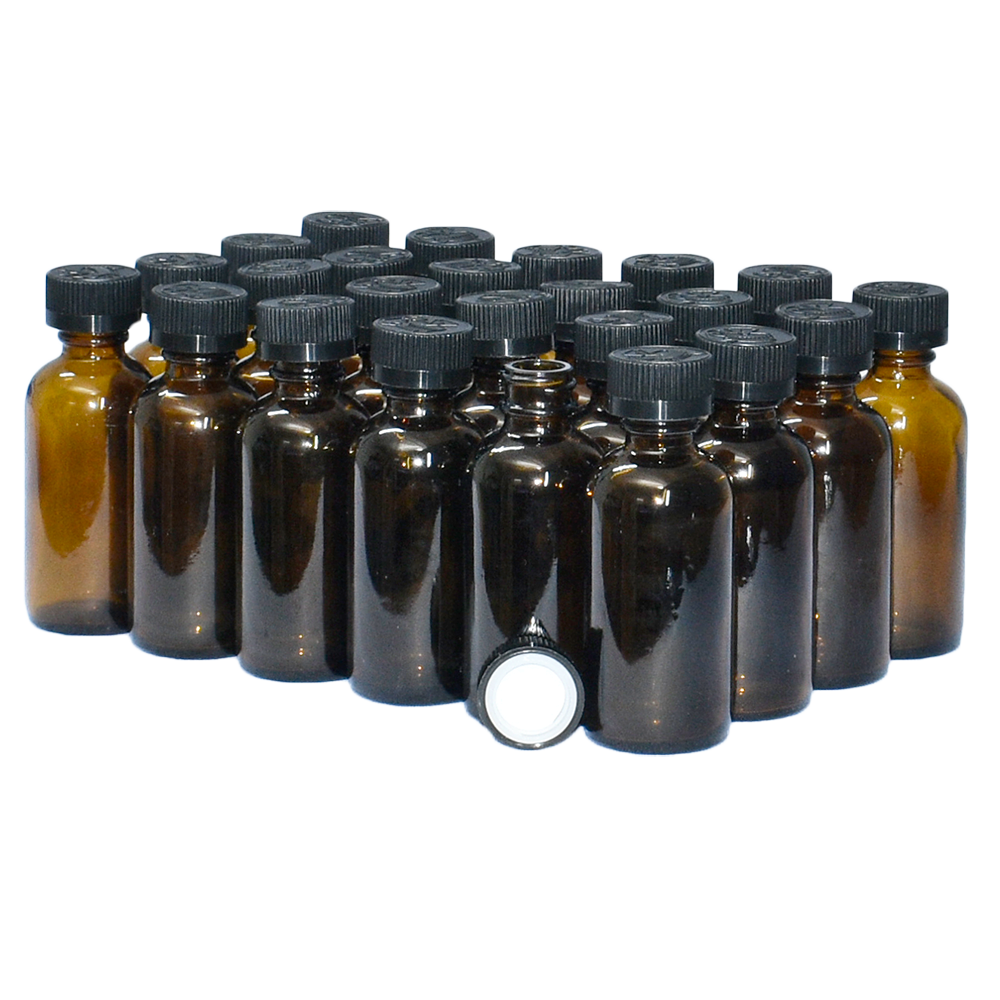 2 oz. Amber Boston Round with Black Child-Resistant Cap (20/400) (V5) (V6)