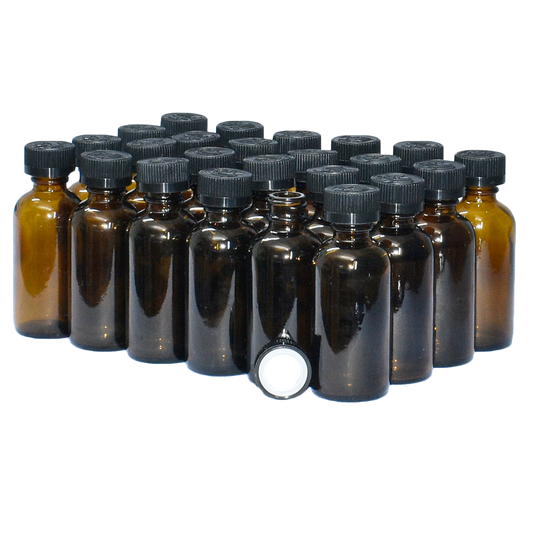 2 oz. Amber Boston Round with Black Child-Resistant Cap (20/400) (V5) (V6)