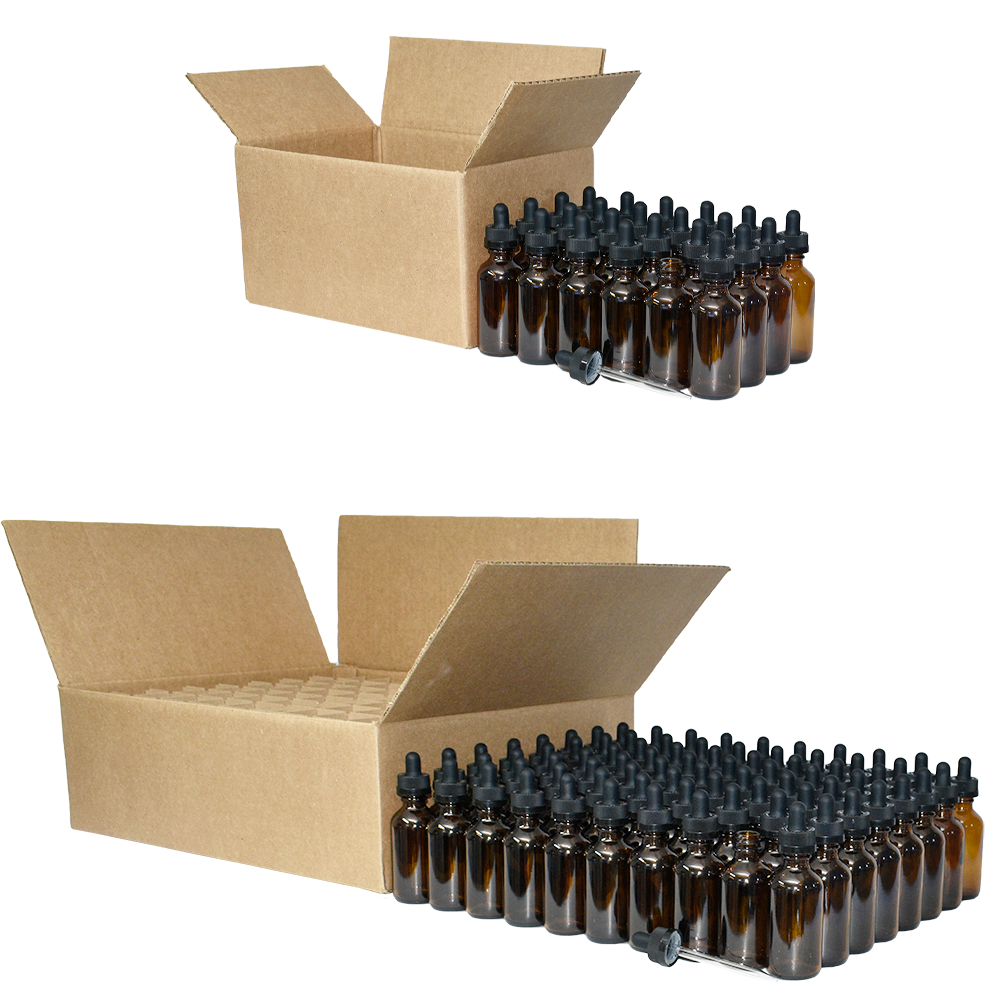 2 oz. Amber Boston Round with Black Child-Resistant Glass Dropper (20/400) (V8) (V8)