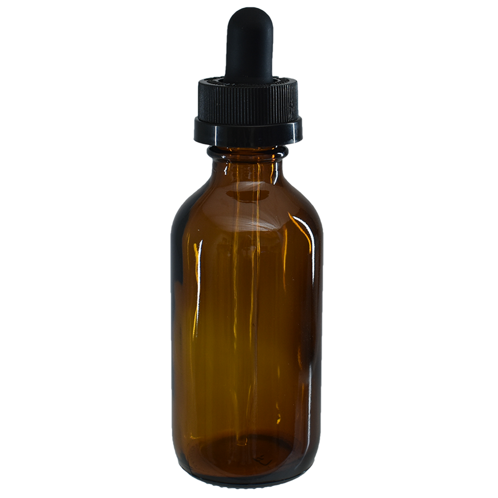 2 oz. Amber Boston Round with Black Child-Resistant Glass Dropper (20/400) (V8) (V8)