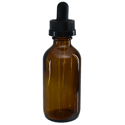 2 oz. Amber Boston Round with Black Child-Resistant Glass Dropper (20/400) (V8) (V8)
