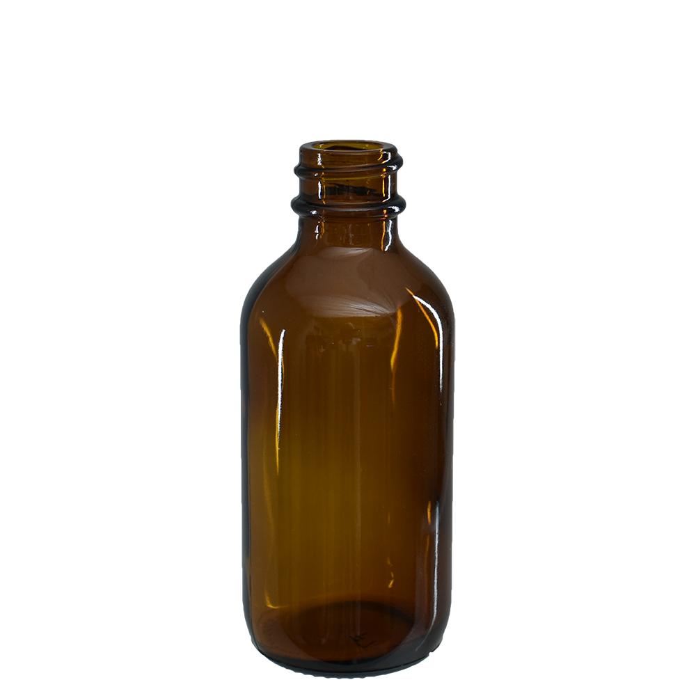 2 oz. Amber Boston Round with Black Child-Resistant Glass Dropper (20/400) (V8) (V8)