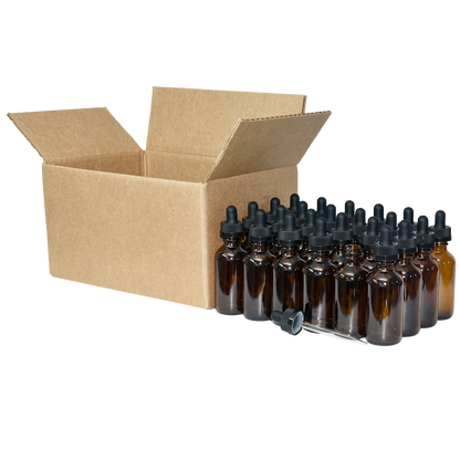 2 oz. Amber Boston Round with Black Child-Resistant Glass Dropper (20/400) (V8) (V8)