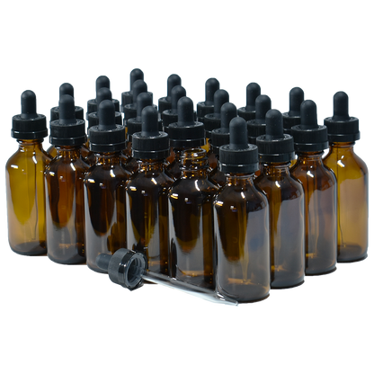 2 oz. Amber Boston Round with Black Child-Resistant Glass Dropper (20/400) (V8) (V8)