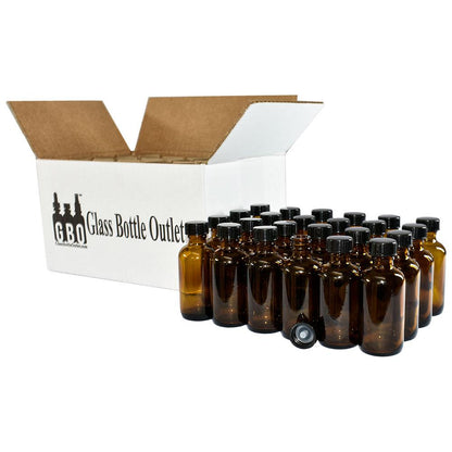 2 oz. Amber Boston Round with Black Cone Cap (20/400) (V4) (V20)