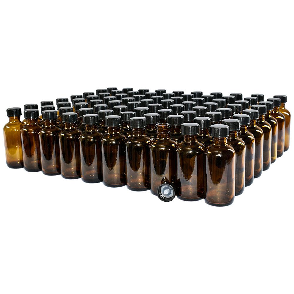 2 oz. Amber Boston Round with Black Cone Cap (20/400) (V4) (V20)