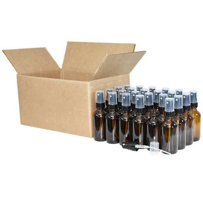 2 oz. Amber Boston Round with Black Fine-Mist Sprayer (.16 ml Per Spray) (20/400) (V23) (V20)