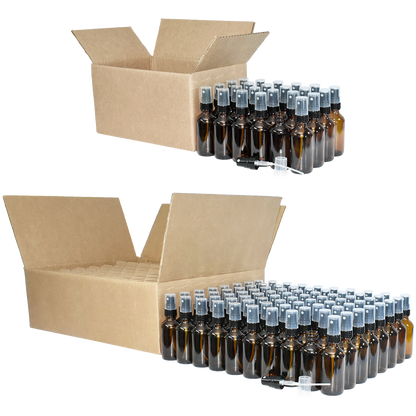 2 oz. Amber Boston Round with Black Fine-Mist Sprayer (.16 ml Per Spray) (20/400) (V23) (V20)