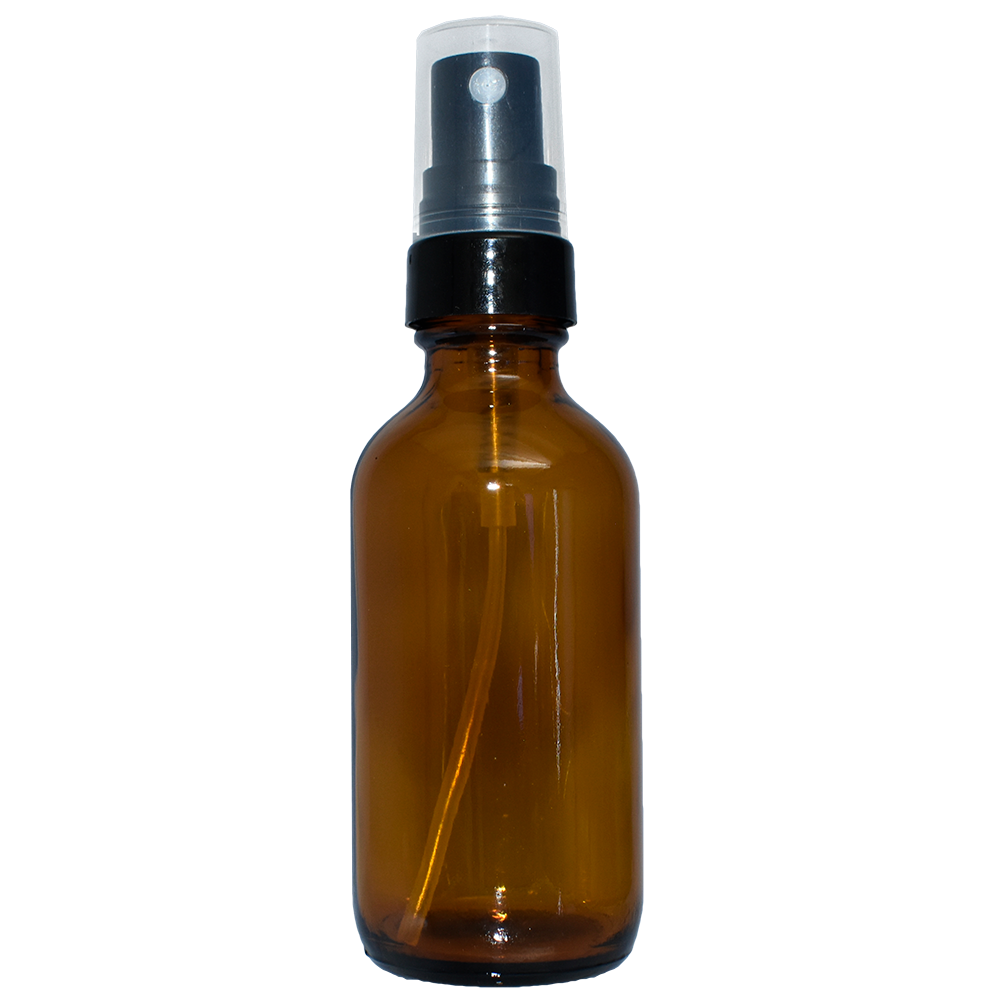 2 oz. Amber Boston Round with Black Fine-Mist Sprayer (.16 ml Per Spray) (20/400) (V23) (V20)