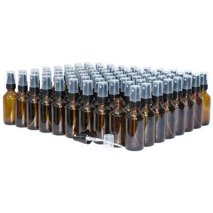 2 oz. Amber Boston Round with Black Fine-Mist Sprayer (.16 ml Per Spray) (20/400) (V23) (V20)