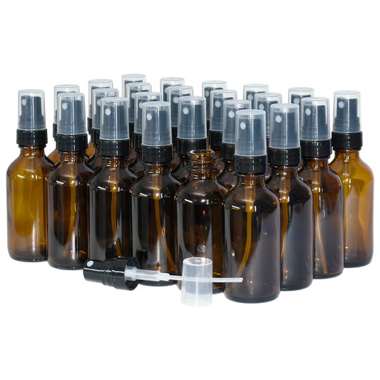 2 oz. Amber Boston Round with Black Fine-Mist Sprayer (.16 ml Per Spray) (20/400) (V23) (V20)