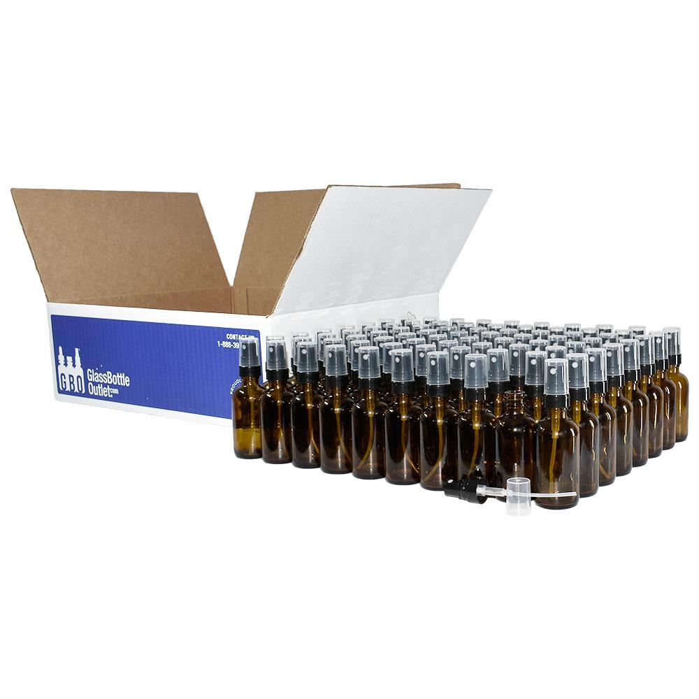 2 oz. Amber Boston Round with Black Fine-Mist Sprayer (.16 ml Per Spray) (20/400) (V4) (V20)