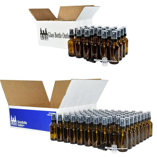 2 oz. Amber Boston Round with Black Fine-Mist Sprayer (.16 ml Per Spray) (20/400) (V4) (V20)