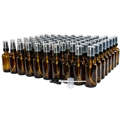 2 oz. Amber Boston Round with Black Fine-Mist Sprayer (.16 ml Per Spray) (20/400) (V4) (V20)