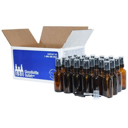 2 oz. Amber Boston Round with Black Fine-Mist Sprayer (.16 ml Per Spray) (20/400) (V5) (V20)