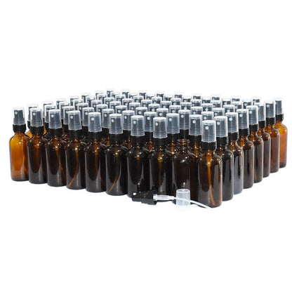 2 oz. Amber Boston Round with Black Fine-Mist Sprayer (.16 ml Per Spray) (20/400) (V5) (V20)